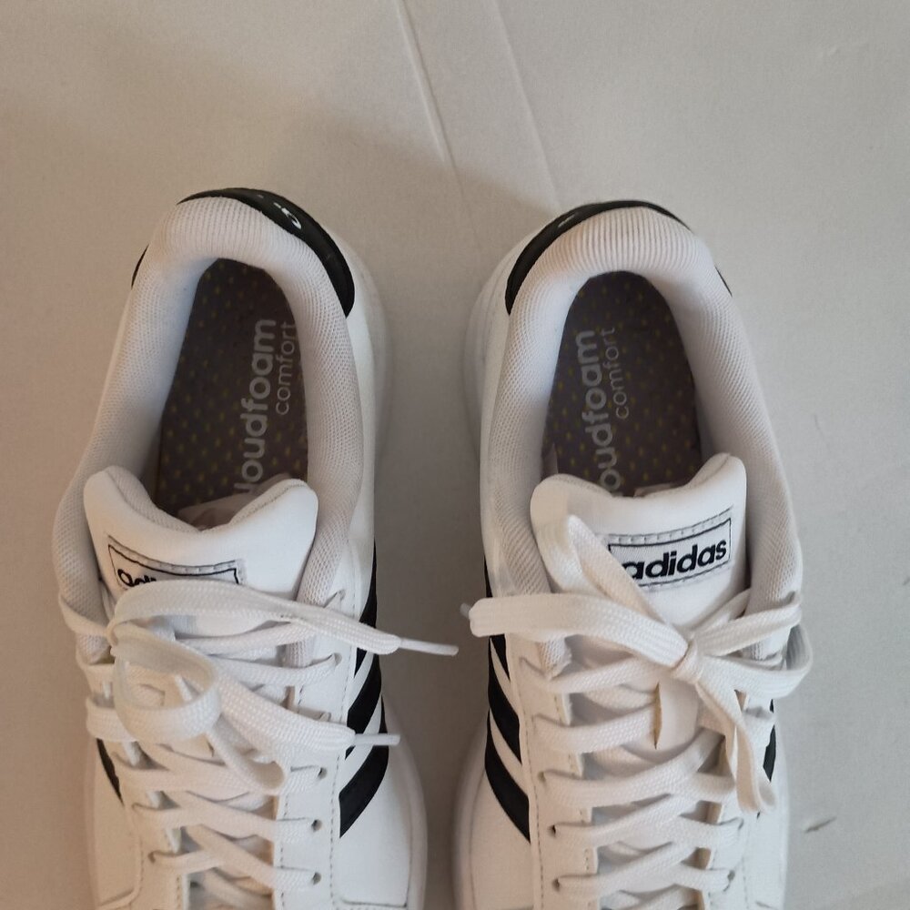 Adidas Grand Court White Sneakers w/ Black Stripes Women’s Size 8 - Picture 4 of 15